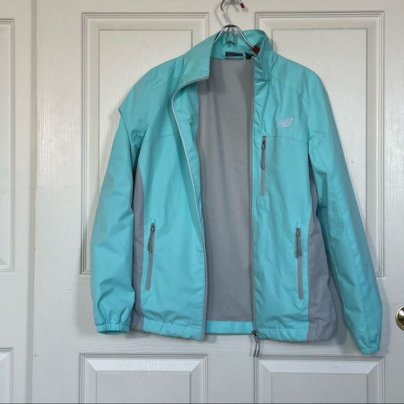 New Balance Mint Green/Baby Blue & Silver Front Zipper Woman’s Spring Jacket, S - Picture 6 of 12